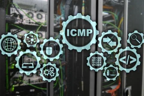 ICMP. Internet Control Message Protocol. Network concept. Server room on Stock Photos