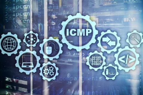 ICMP. Internet Control Message Protocol. Network concept. Server room on Stock Photos