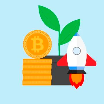 Ico and start up crypto project イラスト素材