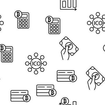ICO, Bitcoin Vector Seamless Pattern イラスト素材