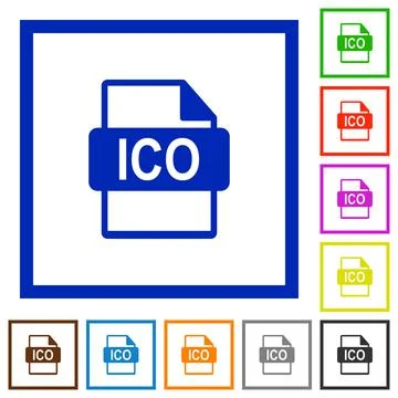 ICO file format flat framed icons Stock Illustration