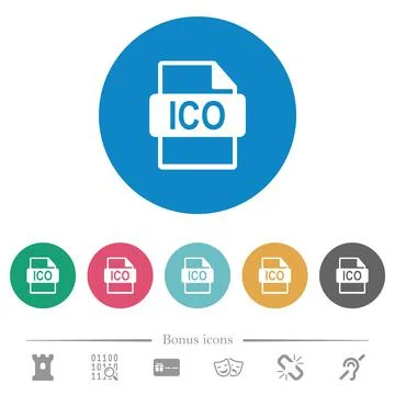 ICO file format flat round icons Stock Illustration