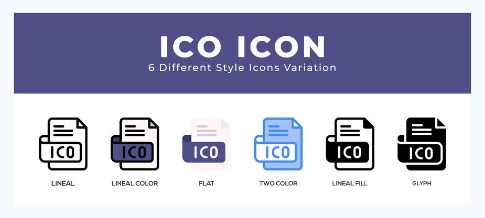 Ico file icon illustration vector with different styles Stock Illustration