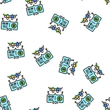 Ico finance vector seamless pattern Stock Illustration