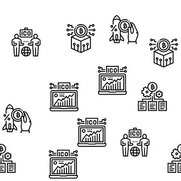 Ico Initial Coin Offer Vector Seamless Pattern Stock Illustration