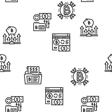 Ico Initial Coin Offer Vector Seamless Pattern Illustrazione stock