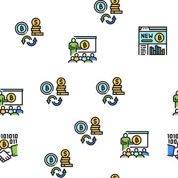Ico Initial Coin Offer Vector Seamless Pattern Stock Illustration