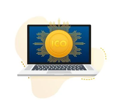 ICO, initial coin offering. ICO Token production process. Vector stock 스톡 일러스트