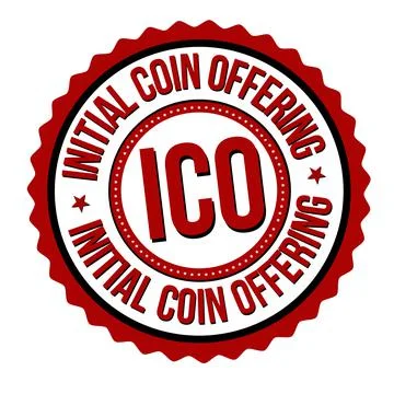 ICO ( Initial coin offering ) label or stamp Stock Illustration