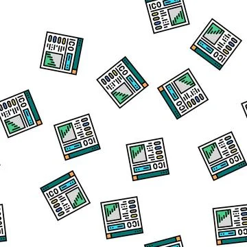 Ico market vector seamless pattern Stock Illustration