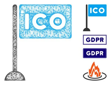 ICO Rectangle Flag Web Vector Mesh Illustration Stock Illustration