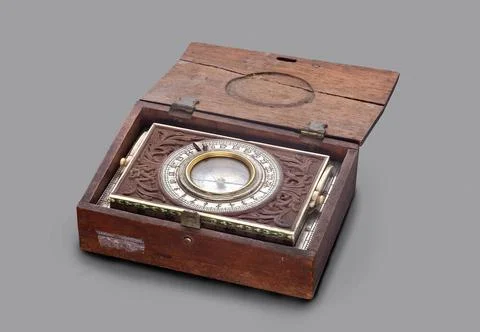 ï»¿Complete set of navigation instruments: a compass, a rectangular frame  写真素材