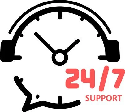 Icon of a 24 hours a day as sign of day and night support available Stock Illustration