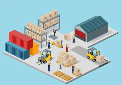 Icon 3d Isometric Process of the Warehouse Stock Illustration