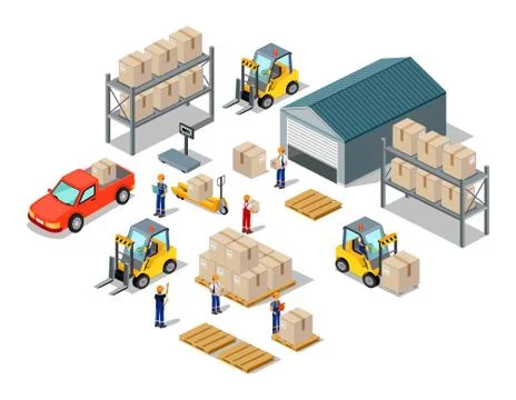 Icon 3d Isometric Process of the Warehouse Stock Illustration