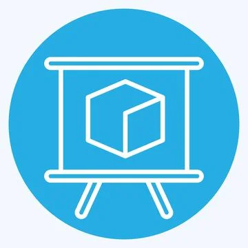 Icon 3D Presentation. related to 3D Visualization symbol. blue eyes style. .. Stock Illustration