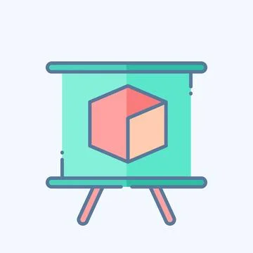 Icon 3D Presentation. related to 3D Visualization symbol. doodle style. sim.. Stock Illustration