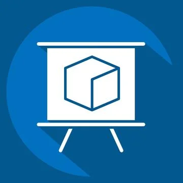 Icon 3D Presentation. related to 3D Visualization symbol. long shadow style.. Stock Illustration