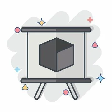 Icon 3D Presentation. related to 3D Visualization symbol. comic style. simp.. Stock Illustration