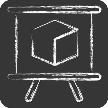 Icon 3D Presentation. related to 3D Visualization symbol. chalk Style. simp.. Stock Illustration