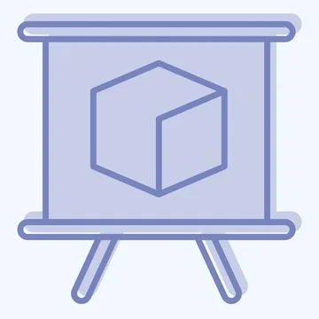 Icon 3D Presentation. related to 3D Visualization symbol. two tone style. s.. Stock Illustration