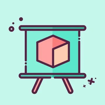 Icon 3D Presentation. related to 3D Visualization symbol. MBE style. simple.. Stock Illustration