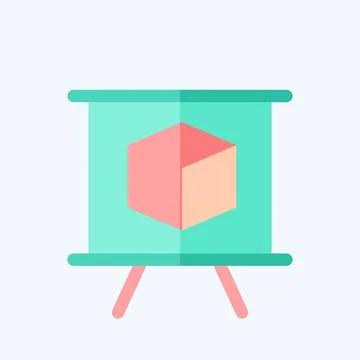 Icon 3D Presentation. related to 3D Visualization symbol. flat style. simpl.. Stock Illustration