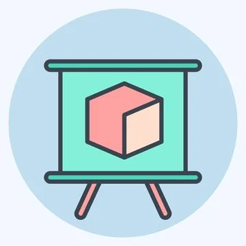 Icon 3D Presentation. related to 3D Visualization symbol. color mate style... Stock Illustration