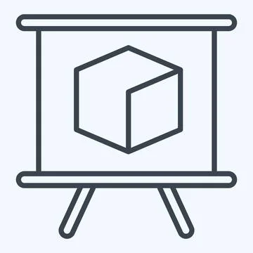 Icon 3D Presentation. related to 3D Visualization symbol. line style. simpl.. Stock Illustration
