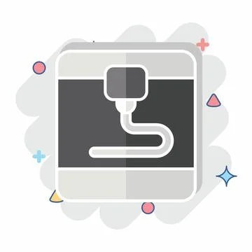 Icon 3D Printer. related to Printing symbol. comic style. design editable Stock Illustration