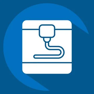 Icon 3D Printer. related to Printing symbol. long shadow style. design editab Illustrazione stock