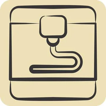 Icon 3D Printer. related to Printing symbol. hand drawn style. design editabl Illustrazione stock