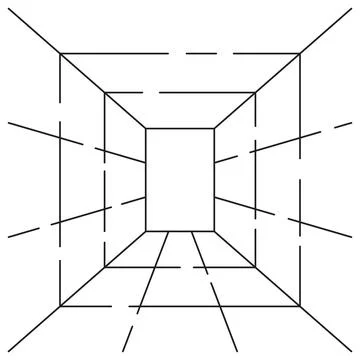 Icon of a 3D wireframe tunnel Illustrazione stock