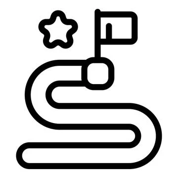 Icon of achievement path with flag and star Illustrazione stock