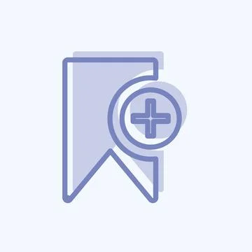 Icon Add Bookmark. suitable for User Interface symbol. two tone style. simple Ilustração Stock