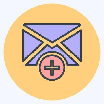 Icon Add Envelop. suitable for User Interface symbol. color mate style. simpl Ilustración de archivo