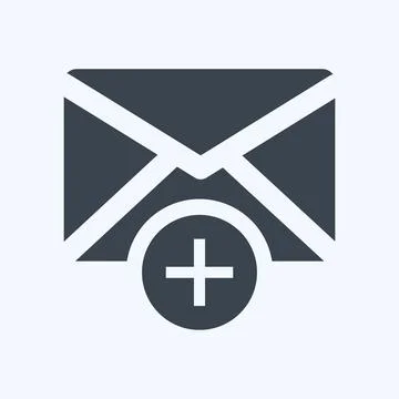 Icon Add Envelop. suitable for User Interface symbol. glyph style. simple des Ilustración de archivo
