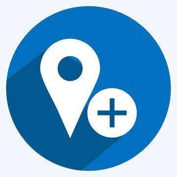 Icon Add Location. suitable for User Interface symbol. long shadow style. sim Stock Illustration