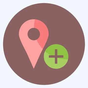 Icon Add Location. suitable for User Interface symbol. flat style. simple des Stock Illustration