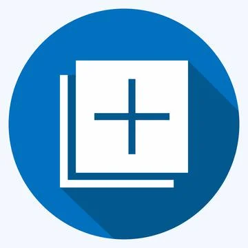 Icon Add to Photos - Long Shadow Style - Simple illustration,Editable stroke Stock Illustration