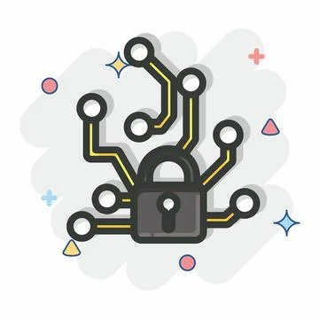 Icon Adversarial Attacks. related to Machine Learning symbol. Comic Style. .. 스톡 일러스트