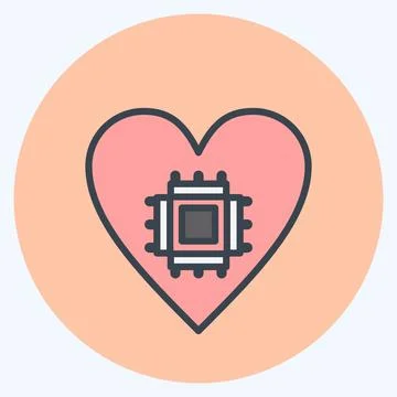 Icon Affective Computing. suitable for data analytics symbol. color mate styl Stock Illustration