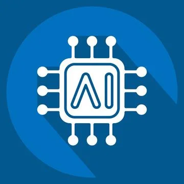 Icon AI Chips. related to Artificial Intelligence symbol. long shadow style Stock Illustration