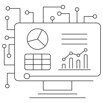 Icon of AI data chart, representing artificial intelligence data analysis Stock Illustration