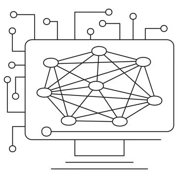Icon of AI data sets, representing artificial intelligence, neural networks Stock Illustration