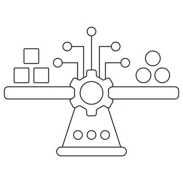 Icon of AI-powered decision-making and data balance Stock Illustration