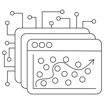 Icon of AI regression analysis on data points chart 库存插图