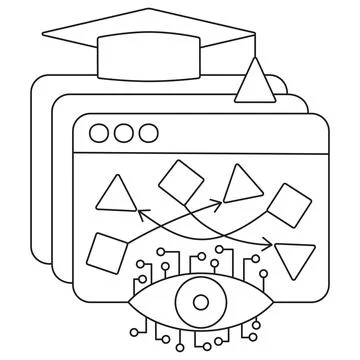 Icon of AI supervised learning Illustrazione stock
