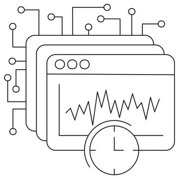 Icon of AI time series analysis, representing data forecasting Stock Illustration