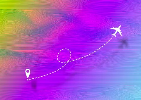 Icon airplane line path route. Aircraft route dotted lines. Tourism and travel Stock Illustration